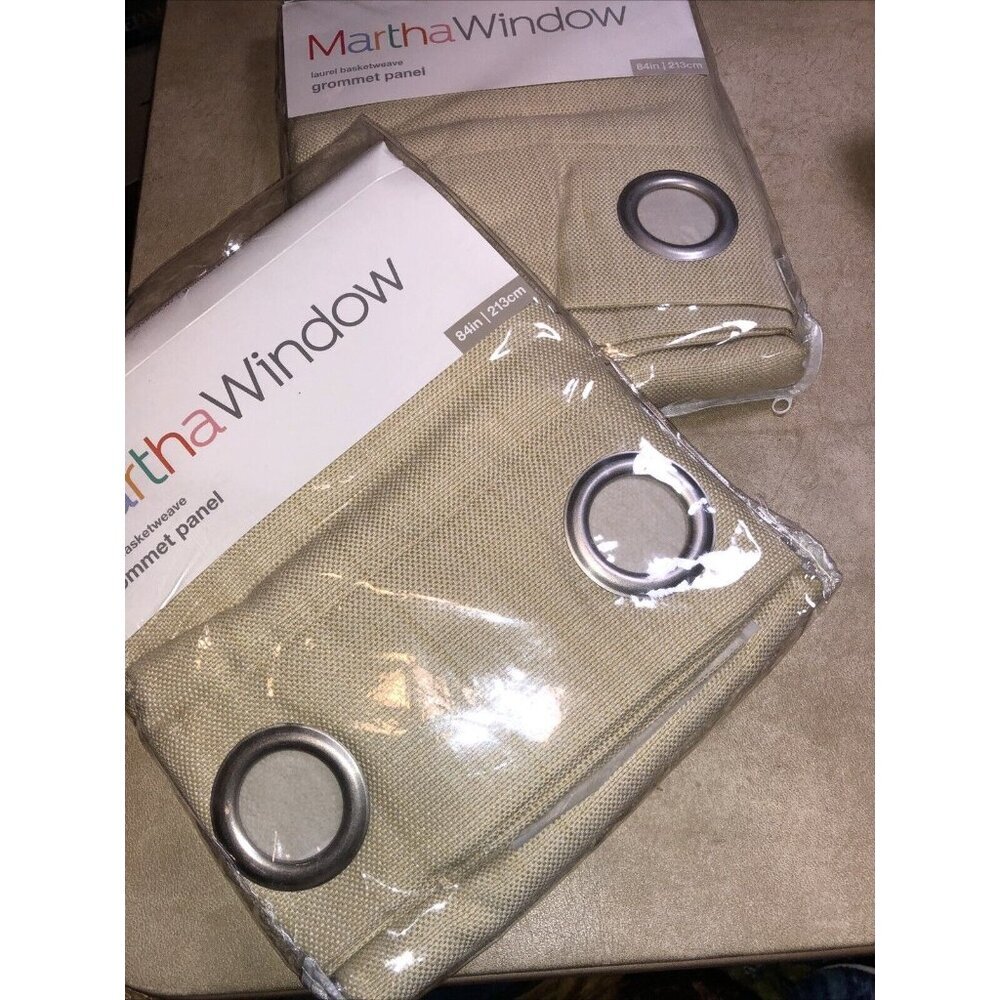 Pair MARTHA WINDOW‎  Grommet Panel 50” X 84"  Yellow Moss
